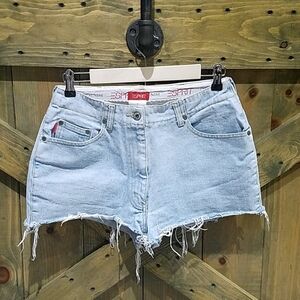 MICRO VINTAGE ESPRIT CUTOFF DENIM JEAN SHORTS SIZE 9 CHEEKY Distressed, 80s  90s